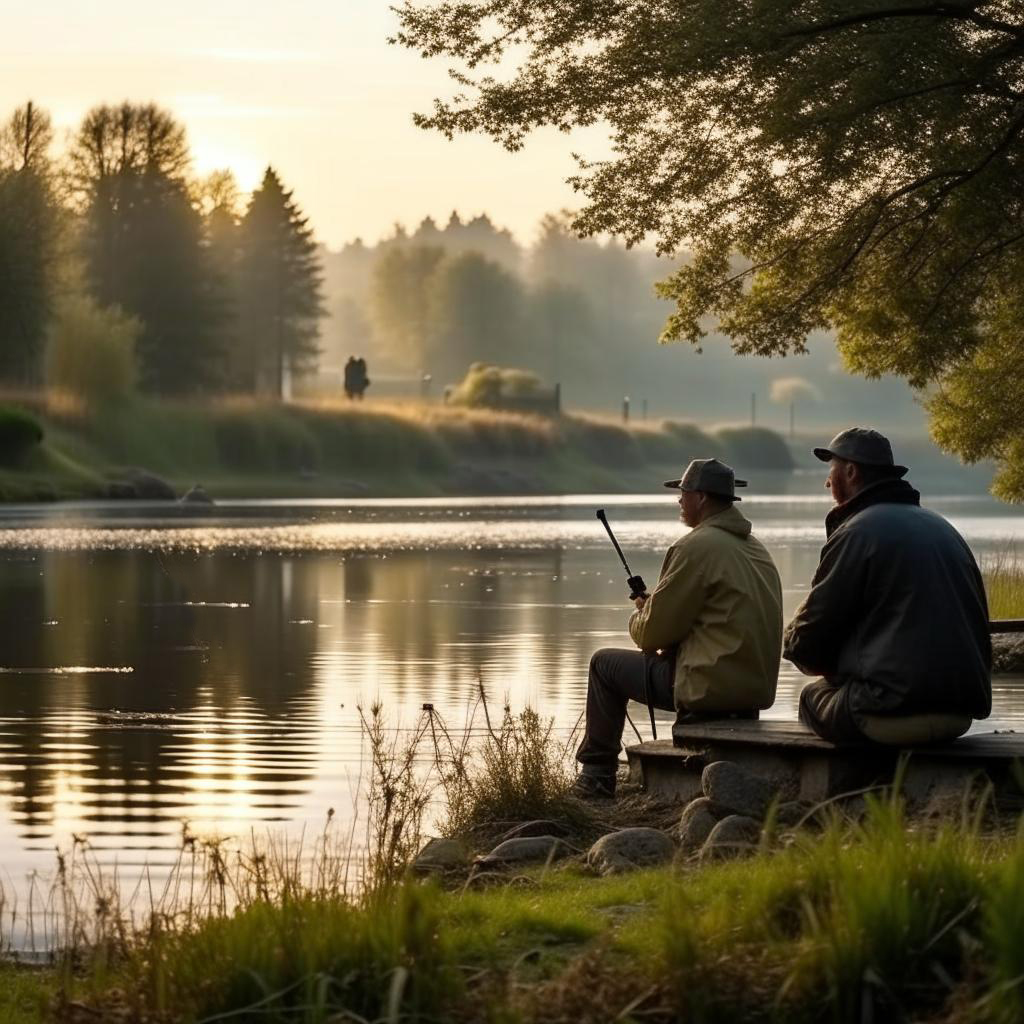 рыбаки на озере