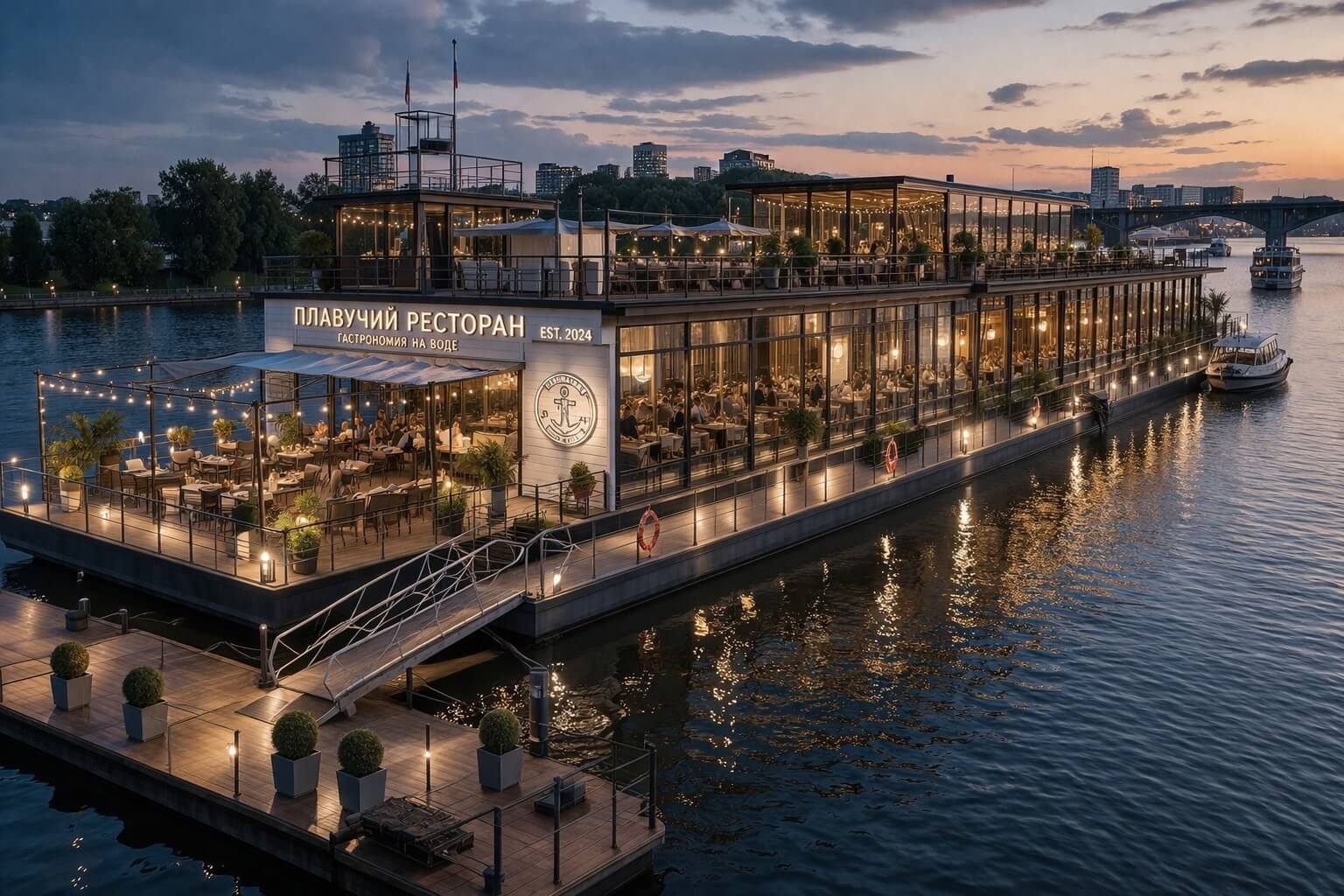 ресторан плавучий на понтоне